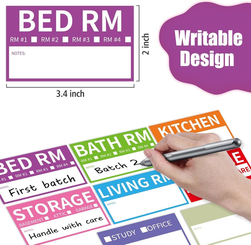 TRYXN 510 Home Moving Labels, 3.4 x 2 inches, 8-Color Coded Packing Box Stickers with Fragile and Blank Customizable Labels - Image 4